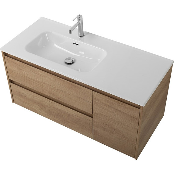 Тумба подвесная с раковиной BelBagno KRAFT-1000-2C-1A-SO-RNN-L 100 см, Rovere Nebrasca Nature фото 3