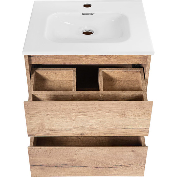 Тумба подвесная с раковиной BelBagno KRAFT-500-2C-SO-RT 50 см, Rovere Tabacco, Цвет фасада: Rovere Tabacco фото 5