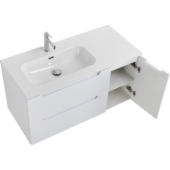 Тумба подвесная с раковиной BelBagno ETNA-1000-2C-1A-SO-BL-L 100 см (раковина BB1000ETL-L) Bianco Lucido, Цвет фасада: Bianco Lucido фото 7