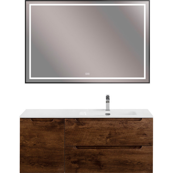 Тумба подвесная с раковиной BelBagno ETNA-1200-2C-1A-SO-RW-R 120 см (раковина BB1200ETL-R) Rovere Moro, Цвет фасада: Rovere Moro фото 11