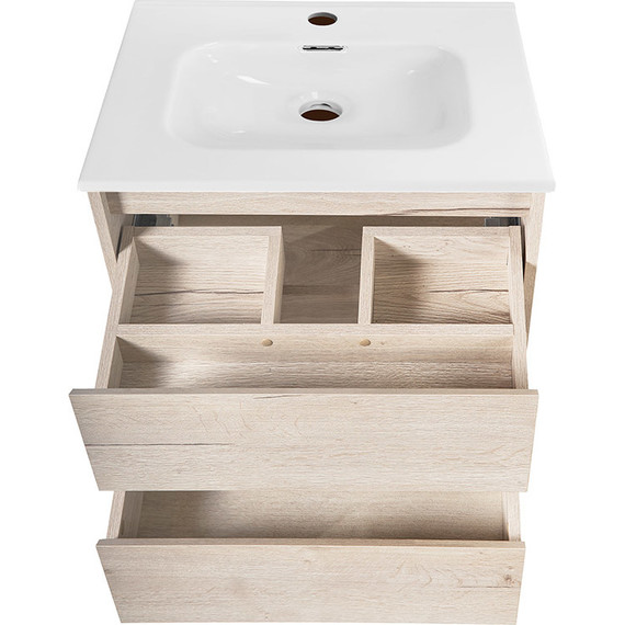 Тумба подвесная с раковиной BelBagno KRAFT-500-2C-SO-RGB 50 см, Rovere Galifax Bianco, Цвет фасада: Rovere Galifax Bianco фото 3