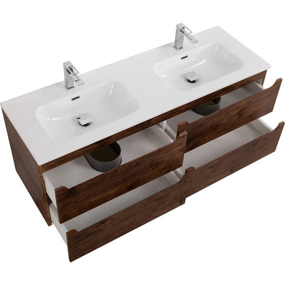 Тумба подвесная с раковиной BelBagno ETNA-1200-4C-SO-2-RW 120 см (раковина BB1200-2-ETL) Rovere Moro, Цвет фасада: Rovere Moro фото 5