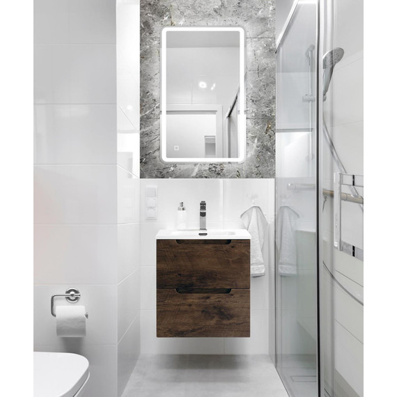 Тумба подвесная с раковиной BelBagno ETNA-500-2C-SO-RW 50 см (раковина BB500ETL) Rovere Moro, Цвет фасада: Rovere Moro фото 9