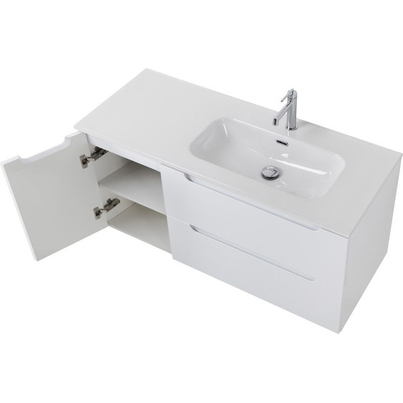 Тумба подвесная с раковиной BelBagno ETNA-1200-2C-1A-SO-BL-R 120 см (раковина BB1200ETL-R) Bianco Lucido, Цвет фасада: Bianco Lucido фото 6