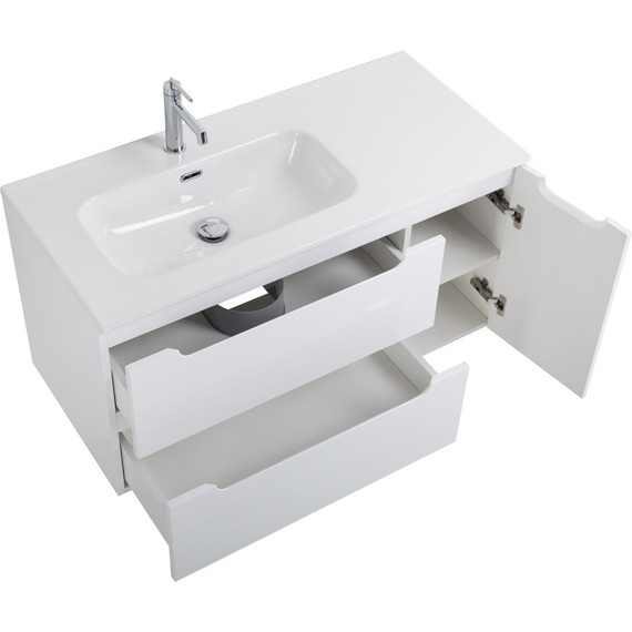 Тумба подвесная с раковиной BelBagno ETNA-1000-2C-1A-SO-BL-L 100 см (раковина BB1000ETL-L) Bianco Lucido, Цвет фасада: Bianco Lucido фото 8