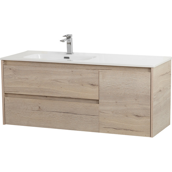 Тумба подвесная с раковиной BelBagno KRAFT-1200-2C-1A-SO-RGB-L 120 см, Rovere Galifax Bianco фото 2