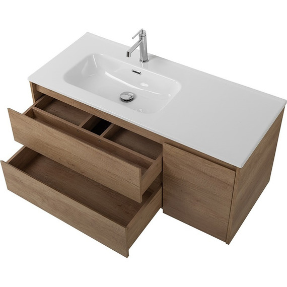 Тумба подвесная с раковиной BelBagno KRAFT-1000-2C-1A-SO-RNN-L 100 см, Rovere Nebrasca Nature фото 6