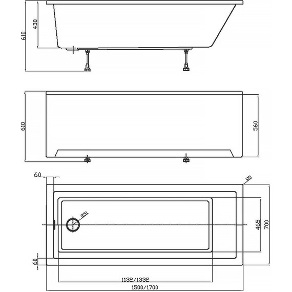Ванна акриловая Azario Emilia 150x70 см AV.0011250, Размер - мм: 1500х700 фото 4