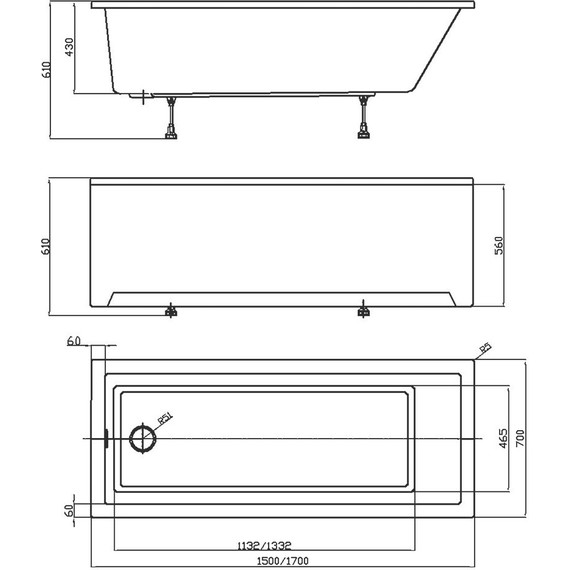 Ванна акриловая Azario Liliana 150x70 см AV.0012150, Размер - мм: 1500х700 фото 4