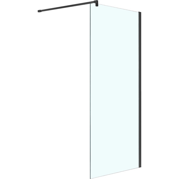 Душевая перегородка Azario Chicago Walk-in 120 см AZ-NAR6310 1200 Black (стекло 8 мм) с кронштейном в комплекте, чёрный/прозрачное фото 