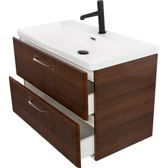 Тумба подвесная с раковиной BelBagno DUE-800-2C-SO-NOCE-P 80 см (2 ручки сатин) Noce, Цвет фасада: Noce - 8 Тумба подвесная с раковиной BelBagno DUE-800-2C-SO-NOCE-P 80 см (2 ручки сатин) Noce, Цвет фасада: Noce фото 8