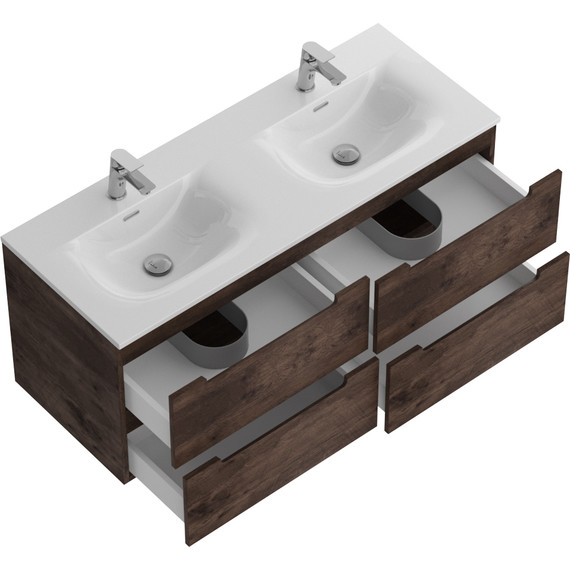 Тумба подвесная с раковиной BelBagno ETNA-1200-4C-SO-2-RW 120 см (раковина BB-8099-120-2) Rovere Moro, Цвет фасада: Rovere Moro фото 5