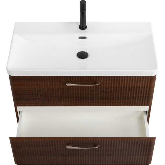 Тумба подвесная с раковиной BelBagno DUE-800-2C-SO-NOCE-P 80 см (2 ручки сатин) Noce, Цвет фасада: Noce - 9 Тумба подвесная с раковиной BelBagno DUE-800-2C-SO-NOCE-P 80 см (2 ручки сатин) Noce, Цвет фасада: Noce фото 9