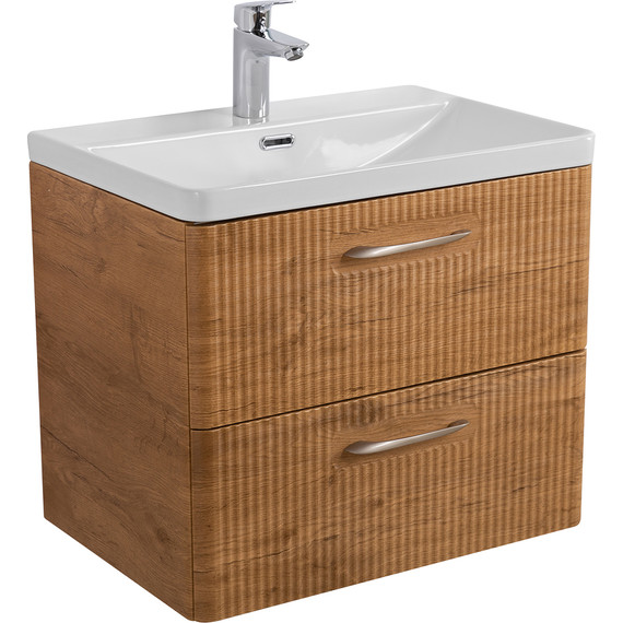 Тумба подвесная с раковиной BelBagno DUE-500-2C-SO-RN-P 50 см (2 ручки сатин) Rovere Nature, Цвет фасада: Rovere Nature фото 2