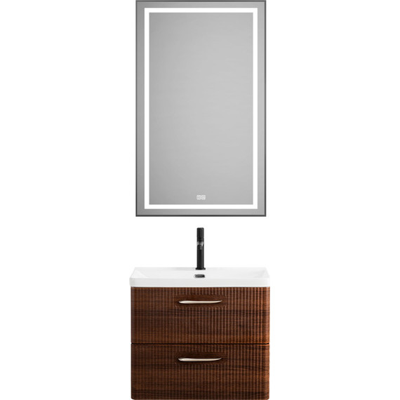 Тумба подвесная с раковиной BelBagno DUE-600-2C-SO-NOCE-P 60 см (2 ручки сатин) Noce, Цвет фасада: Noce фото 11