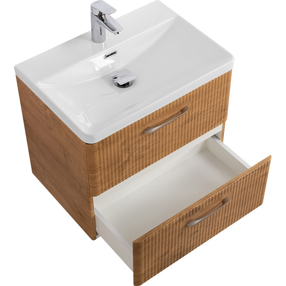 Тумба подвесная с раковиной BelBagno DUE-600-2C-SO-RN-P 60 см (2 ручки сатин) Rovere Nature, Цвет фасада: Rovere Nature - 3 Тумба подвесная с раковиной BelBagno DUE-600-2C-SO-RN-P 60 см (2 ручки сатин) Rovere Nature, Цвет фасада: Rovere Nature фото 3