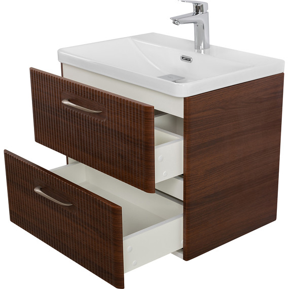 Тумба подвесная с раковиной BelBagno DUE-500-2C-SO-NOCE-P 50 см (2 ручки сатин) Noce, Цвет фасада: Noce фото 6