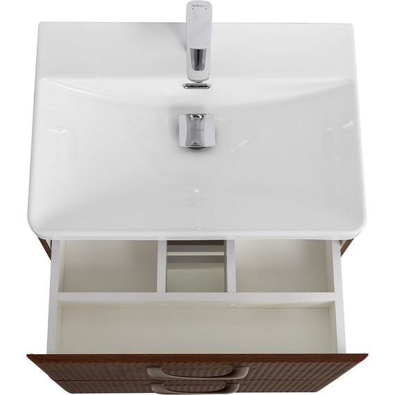 Тумба подвесная с раковиной BelBagno DUE-600-2C-SO-NOCE-P 60 см (2 ручки сатин) Noce, Цвет фасада: Noce фото 5