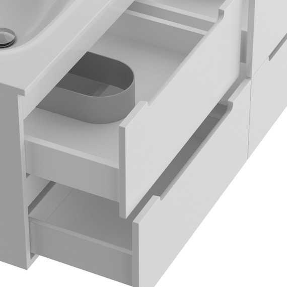 Тумба подвесная с раковиной BelBagno ETNA-1200-4C-SO-2-BL 120 см (раковина BB-8099-120-2) Bianco Lucido, Цвет фасада: Bianco Lucido фото 7