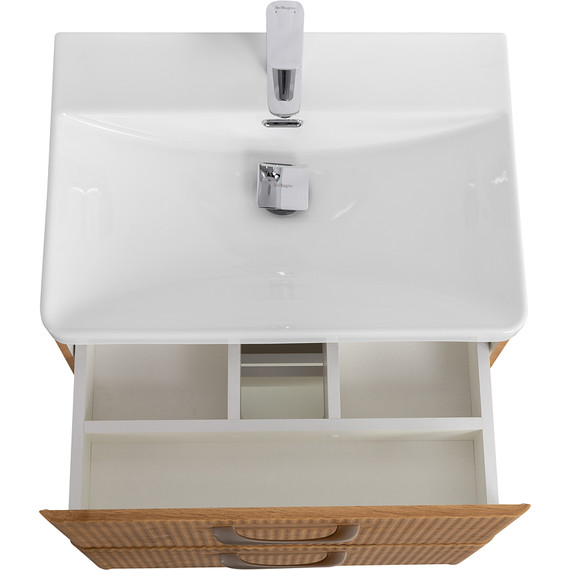 Тумба подвесная с раковиной BelBagno DUE-500-2C-SO-RN-P 50 см (2 ручки сатин) Rovere Nature, Цвет фасада: Rovere Nature фото 4