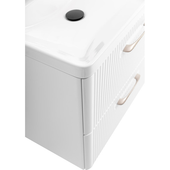 Тумба подвесная с раковиной BelBagno DUE-600-2C-SO-BL-P 60 см (2 ручки сатин) Bianco Lucido, Цвет фасада: Bianco Lucido фото 6