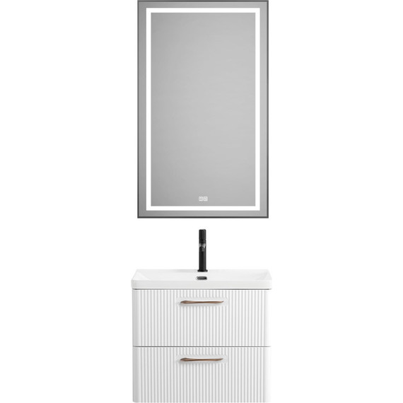 Тумба подвесная с раковиной BelBagno DUE-600-2C-SO-BM-P 60 см (2 ручки сатин) белый металлик, Цвет фасада: Белый металлик - 11 Тумба подвесная с раковиной BelBagno DUE-600-2C-SO-BM-P 60 см (2 ручки сатин) белый металлик, Цвет фасада: Белый металлик фото 11