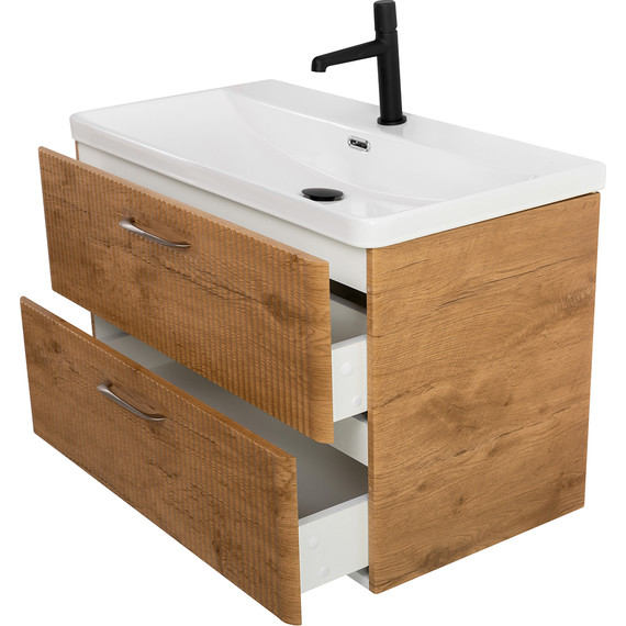 Тумба подвесная с раковиной BelBagno DUE-800-2C-SO-RN-P 80 см (2 ручки сатин) Rovere Nature, Цвет фасада: Rovere Nature - 7 Тумба подвесная с раковиной BelBagno DUE-800-2C-SO-RN-P 80 см (2 ручки сатин) Rovere Nature, Цвет фасада: Rovere Nature фото 7