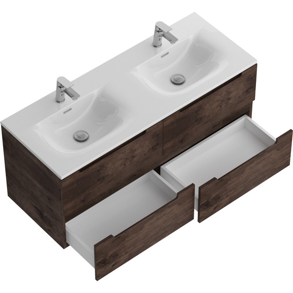 Тумба подвесная с раковиной BelBagno ETNA-1200-4C-SO-2-RW 120 см (раковина BB-8099-120-2) Rovere Moro, Цвет фасада: Rovere Moro фото 3