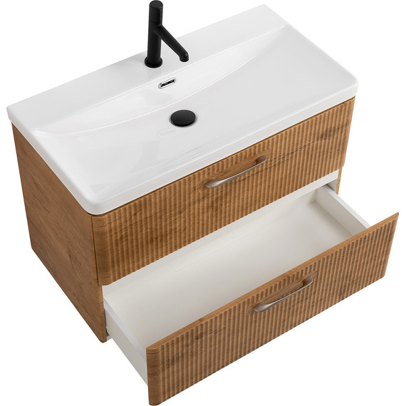 Тумба подвесная с раковиной BelBagno DUE-800-2C-SO-RN-P 80 см (2 ручки сатин) Rovere Nature, Цвет фасада: Rovere Nature - 3 Тумба подвесная с раковиной BelBagno DUE-800-2C-SO-RN-P 80 см (2 ручки сатин) Rovere Nature, Цвет фасада: Rovere Nature фото 3