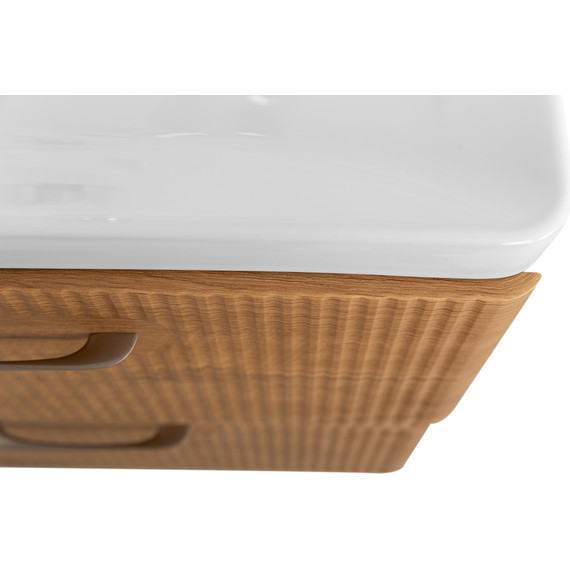 Тумба подвесная с раковиной BelBagno DUE-500-2C-SO-RN-P 50 см (2 ручки сатин) Rovere Nature, Цвет фасада: Rovere Nature фото 6