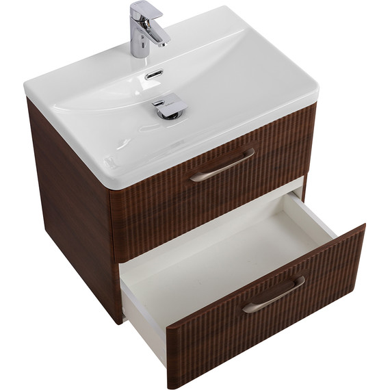 Тумба подвесная с раковиной BelBagno DUE-500-2C-SO-NOCE-P 50 см (2 ручки сатин) Noce, Цвет фасада: Noce фото 3