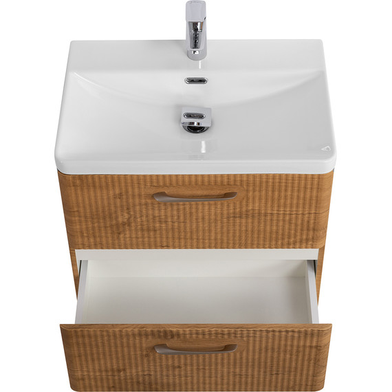 Тумба подвесная с раковиной BelBagno DUE-500-2C-SO-RN-P 50 см (2 ручки сатин) Rovere Nature, Цвет фасада: Rovere Nature фото 5