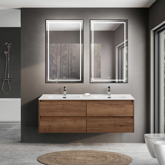 Тумба подвесная с раковиной BelBagno KRAFT-1400-4C-SO-2-RT 140 см, Rovere Tabacco фото 12