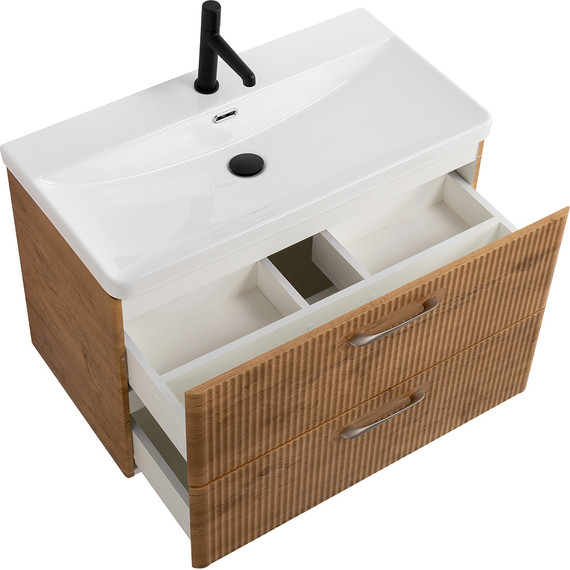 Тумба подвесная с раковиной BelBagno DUE-800-2C-SO-RN-P 80 см (2 ручки сатин) Rovere Nature, Цвет фасада: Rovere Nature - 4 Тумба подвесная с раковиной BelBagno DUE-800-2C-SO-RN-P 80 см (2 ручки сатин) Rovere Nature, Цвет фасада: Rovere Nature фото 4