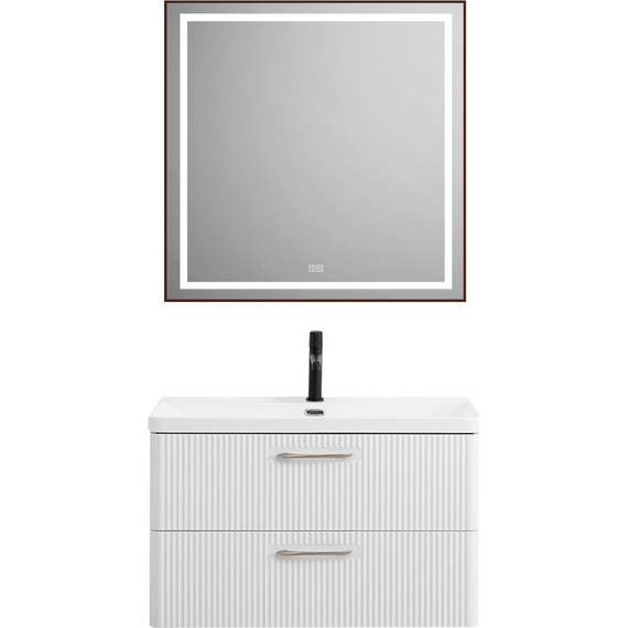 Тумба подвесная с раковиной BelBagno DUE-800-2C-SO-BM-P 80 см (2 ручки сатин) белый металлик, Цвет фасада: Белый металлик - 12 Тумба подвесная с раковиной BelBagno DUE-800-2C-SO-BM-P 80 см (2 ручки сатин) белый металлик, Цвет фасада: Белый металлик фото 12