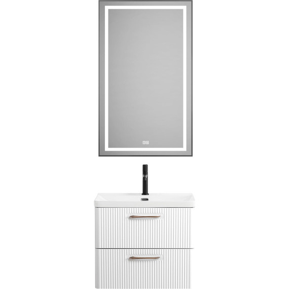 Тумба подвесная с раковиной BelBagno DUE-600-2C-SO-BL-P 60 см (2 ручки сатин) Bianco Lucido, Цвет фасада: Bianco Lucido фото 11