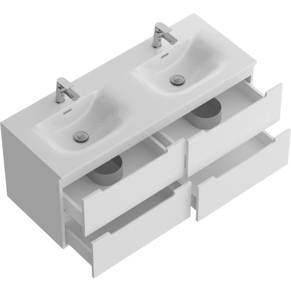 Тумба подвесная с раковиной BelBagno ETNA-1200-4C-SO-2-BL 120 см (раковина BB-8099-120-2) Bianco Lucido, Цвет фасада: Bianco Lucido фото 5