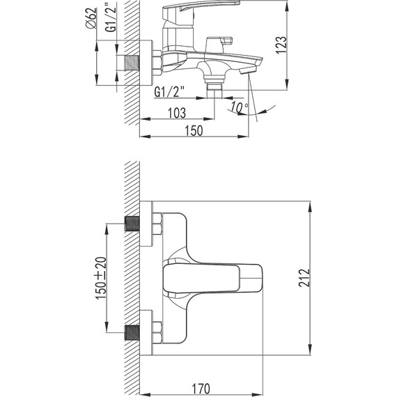 Смеситель для ванны Azario AZ-HU245910 - 2 Смеситель для ванны Azario AZ-HU245910 фото 2