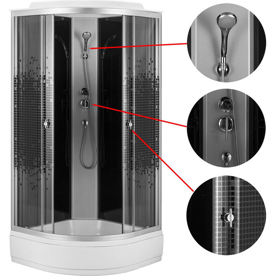 Душевая кабина Loranto 100х100 см CS-1000-25ТМ/М, хром/мозаика фото 2