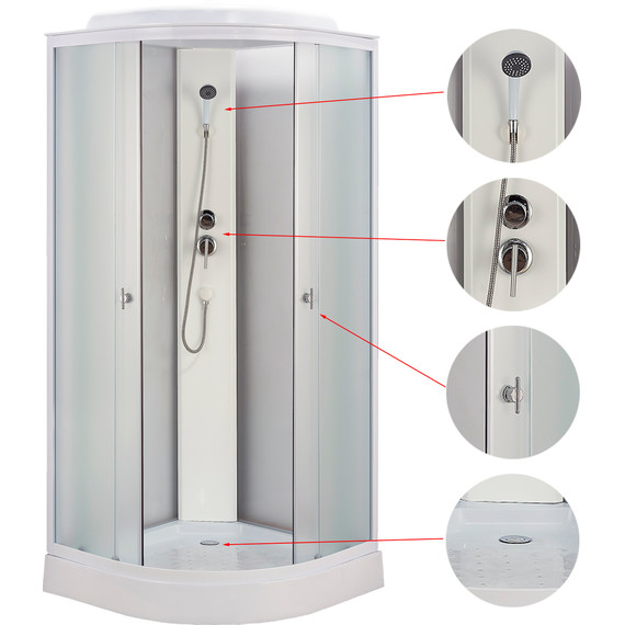 Душевая кабина Loranto 900х900 см CS-981ТМ/W, белый/матовое - 3 Душевая кабина Loranto 900х900 см CS-981ТМ/W, белый/матовое фото 3