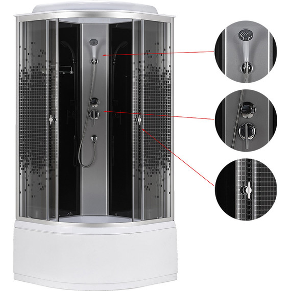 Душевая кабина Loranto 90х90 см CS-986ТМ/G, хром/мозаика - 2 Душевая кабина Loranto 90х90 см CS-986ТМ/G, хром/мозаика фото 2