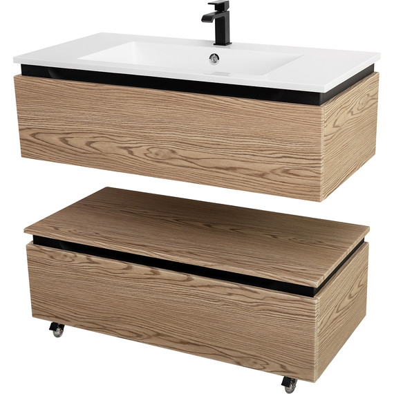 Тумба подвесная с раковиной Cezares SLIDER-1000-1C-SO-RT-P 100 см, дуб тангент фото 6