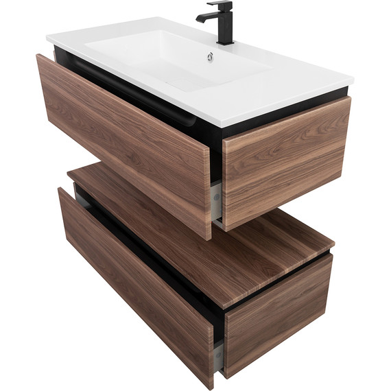 Тумба подвесная с раковиной Cezares SLIDER-1000-1C-SO-NA-P 100 см, орех дымчатый фото 10