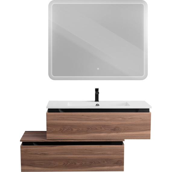 Тумба подвесная с раковиной Cezares SLIDER-1000-1C-SO-NA-P 100 см, орех дымчатый фото 14