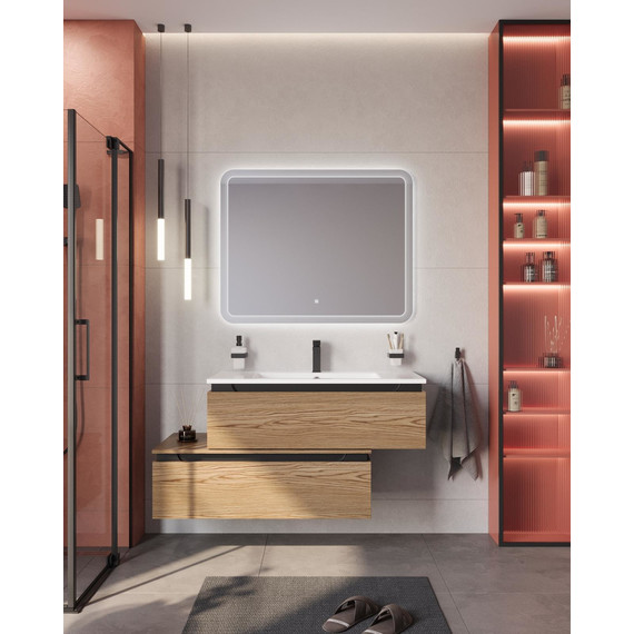 Тумба подвесная с раковиной Cezares SLIDER-1000-1C-SO-RT-P 100 см, дуб тангент фото 13