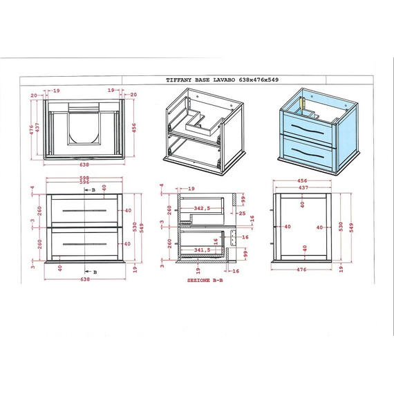 Тумба универсальная с раковиной Cezares 55241 60 см, Grigio Nuvola - 2 Тумба универсальная с раковиной Cezares 55241 60 см, Grigio Nuvola фото 2
