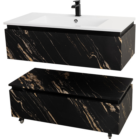 Тумба подвесная с раковиной Cezares SLIDER-1000-1C-SO-NF-P 100 см, чёрный фьюжн фото 7