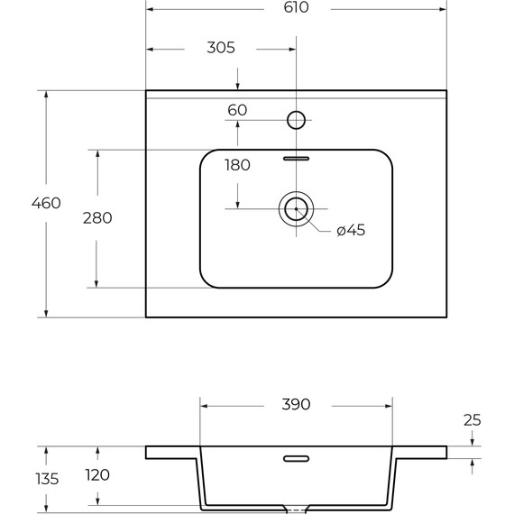 Тумба универсальная с раковиной Cezares 55241 60 см, Grigio Nuvola - 4 Тумба универсальная с раковиной Cezares 55241 60 см, Grigio Nuvola фото 4