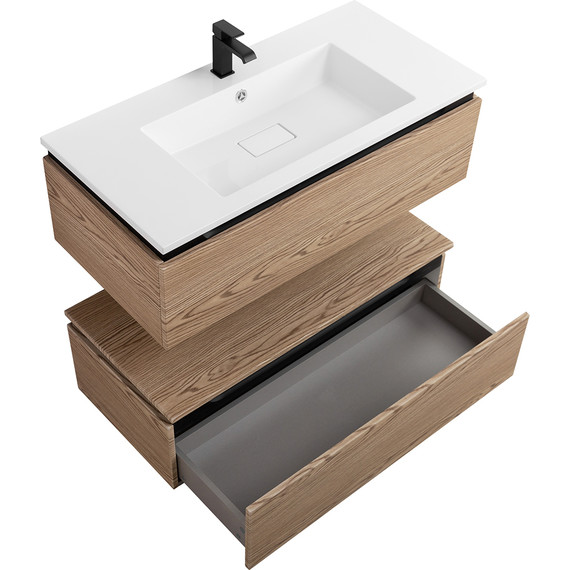 Тумба подвесная с раковиной Cezares SLIDER-1000-1C-SO-RT-P 100 см, дуб тангент фото 10