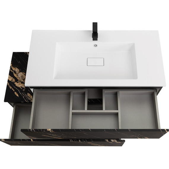 Тумба подвесная с раковиной Cezares SLIDER-1000-1C-SO-NF-P 100 см, чёрный фьюжн фото 5